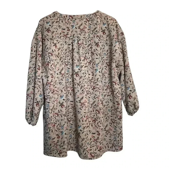 Wonderly Blush Pink Floral Boho Button Up Blouse XL 3/4 Sleeves Lightweight - Picture 3 of 8